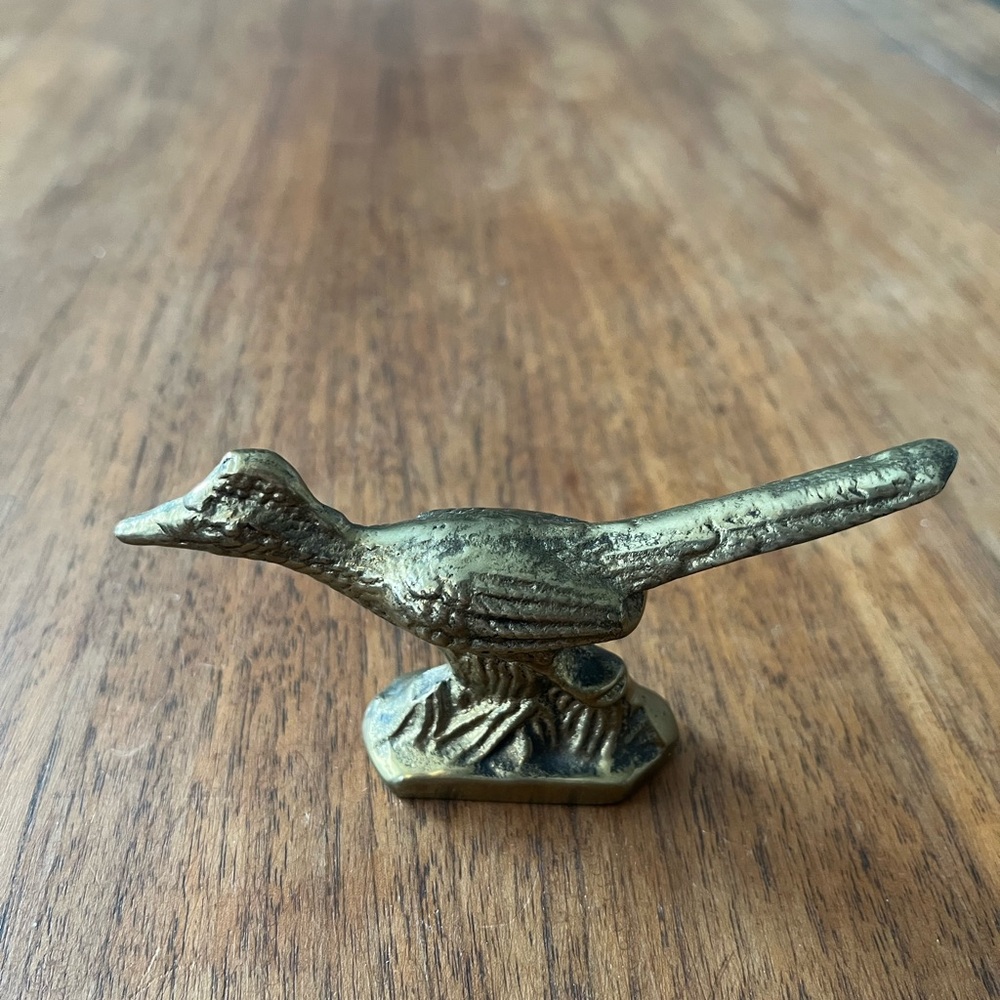 Small Vintage Brass Roadrunner